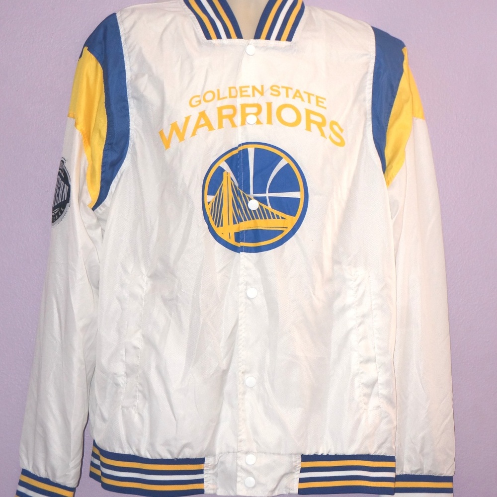 NBA Golden State Warriors White and Yellow Jacket